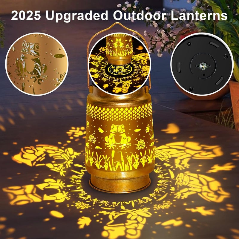 ostritec Christmas Gifts Solar Lanterns Outdoor Waterproof Hanging Solar Lights, Frog Garden Decor Birthday Gifts for Women Mom, Hanging Metal Garden Lights for Yard Patio Lawn Landscape Women Gifts - Image 3